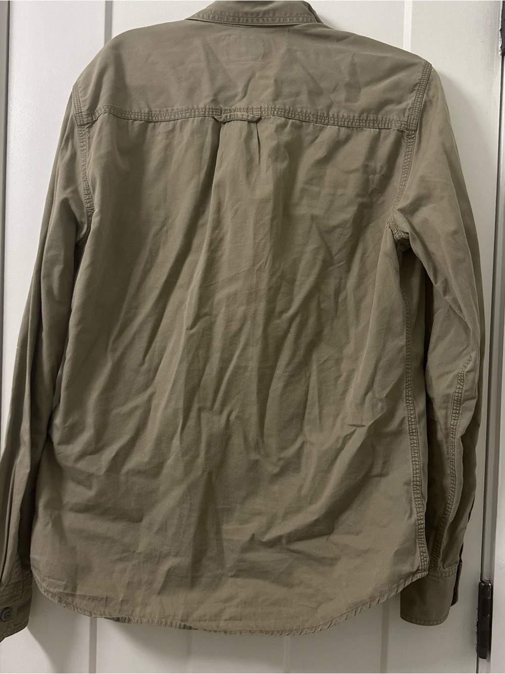 Converse All Star Men's Long Sleeve Button Down Shirt Collared Olive Small - Picture 2 of 3